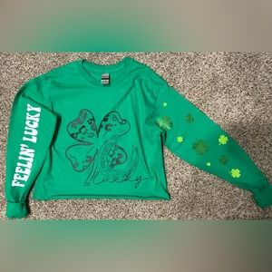 Size Small Women’s St.Pattys Day Crop Long Sleeve